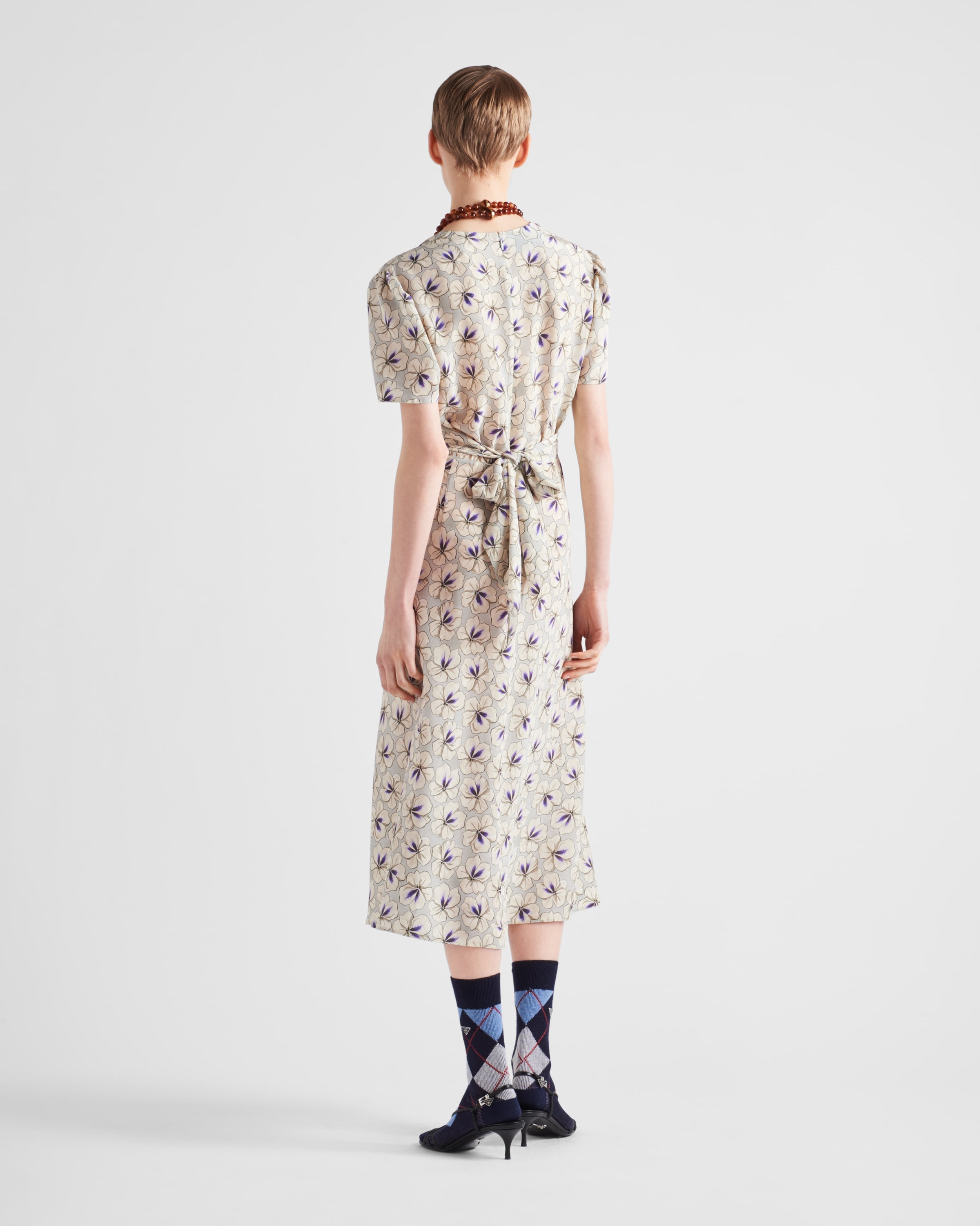 Printed pongee dress - 5