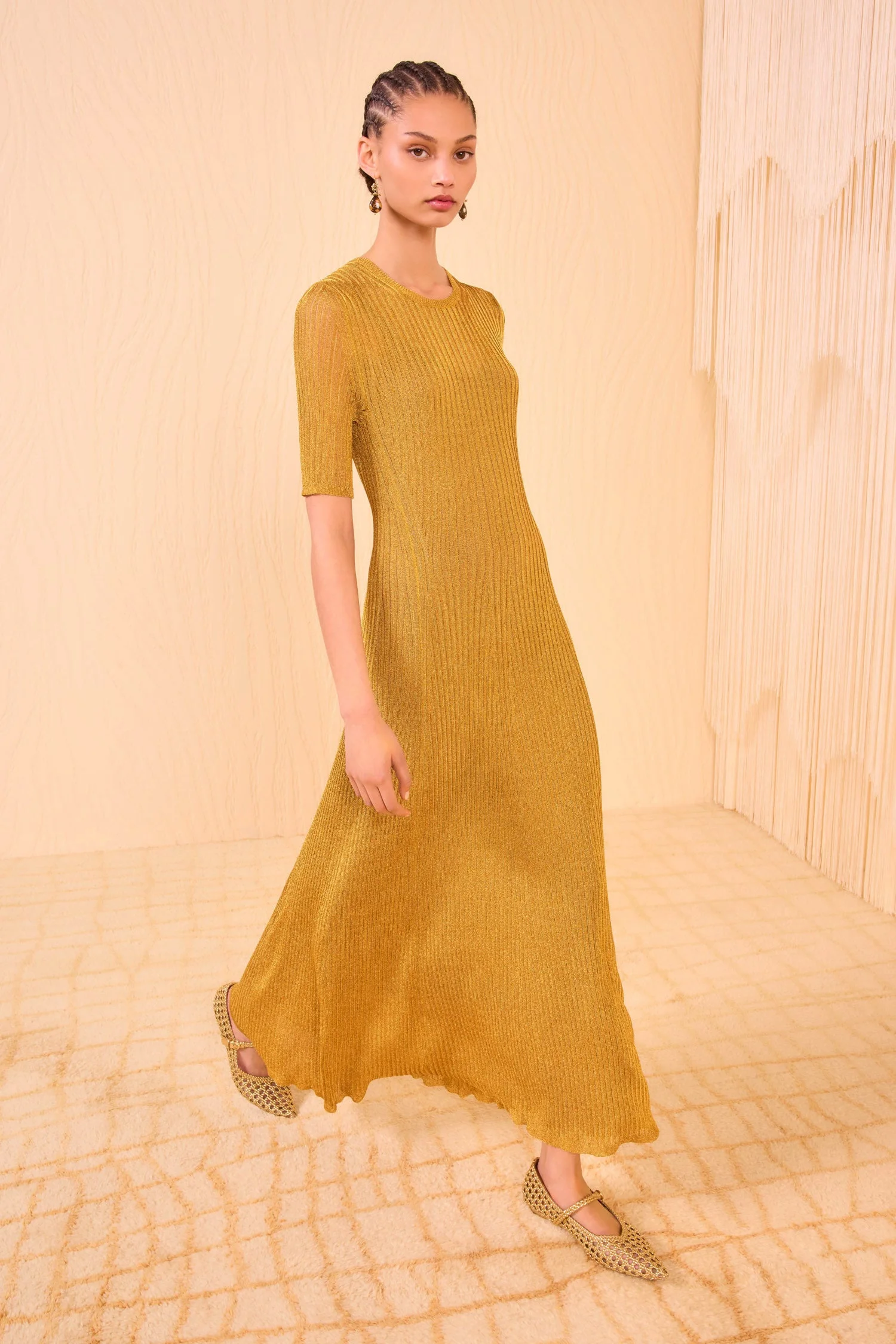 Maxine Short Sleeve Knit Long Dress - 1