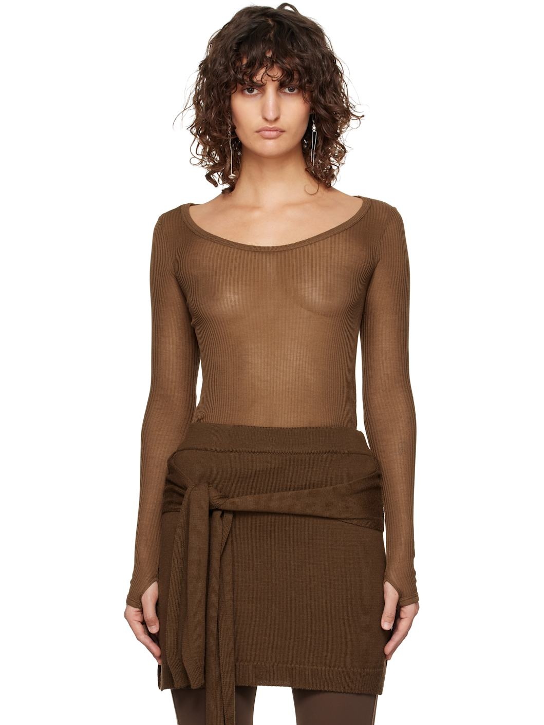 Brown Seamless T-shirt - 1
