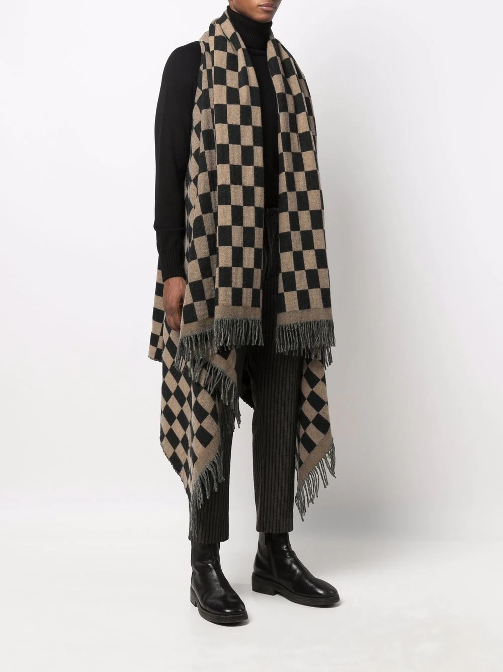 checkered waterfall scarf jacket - 3