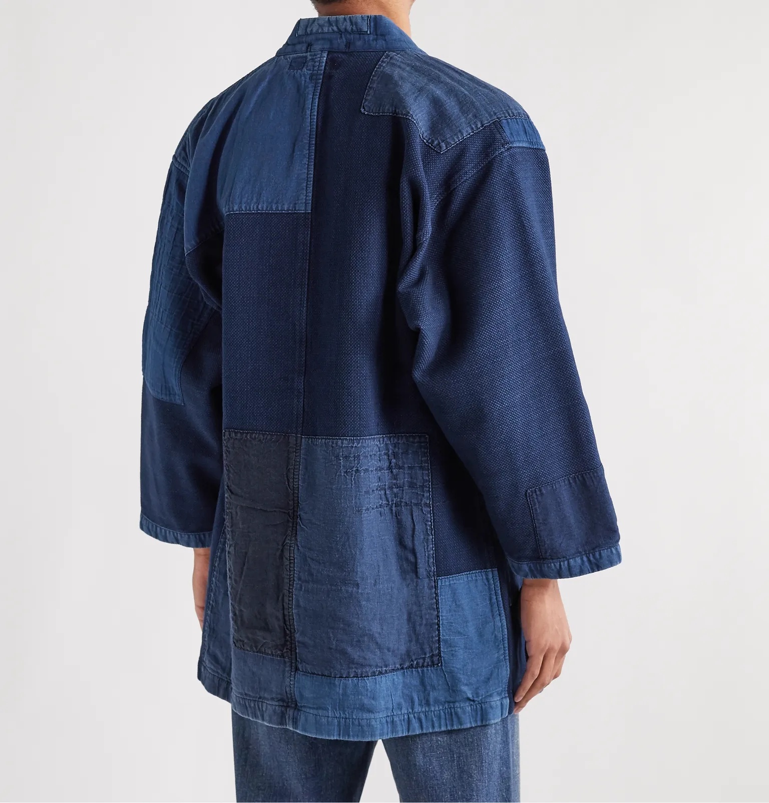 Sashiko Haori Patchwork Indigo-Dyed Cotton Jacket - 4