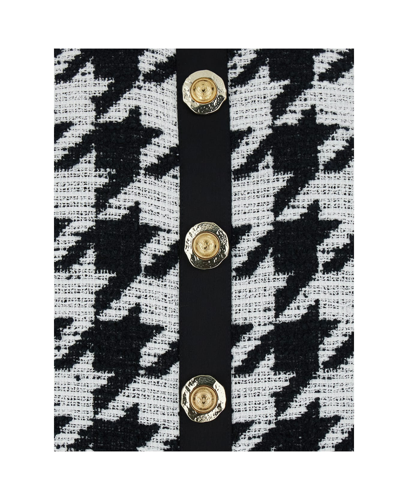 Buttoned Halterneck Tweed & Satin Dress - 3