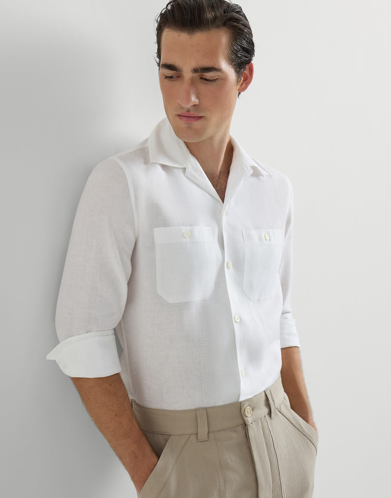 Linen easy fit shirt with chest pockets 2