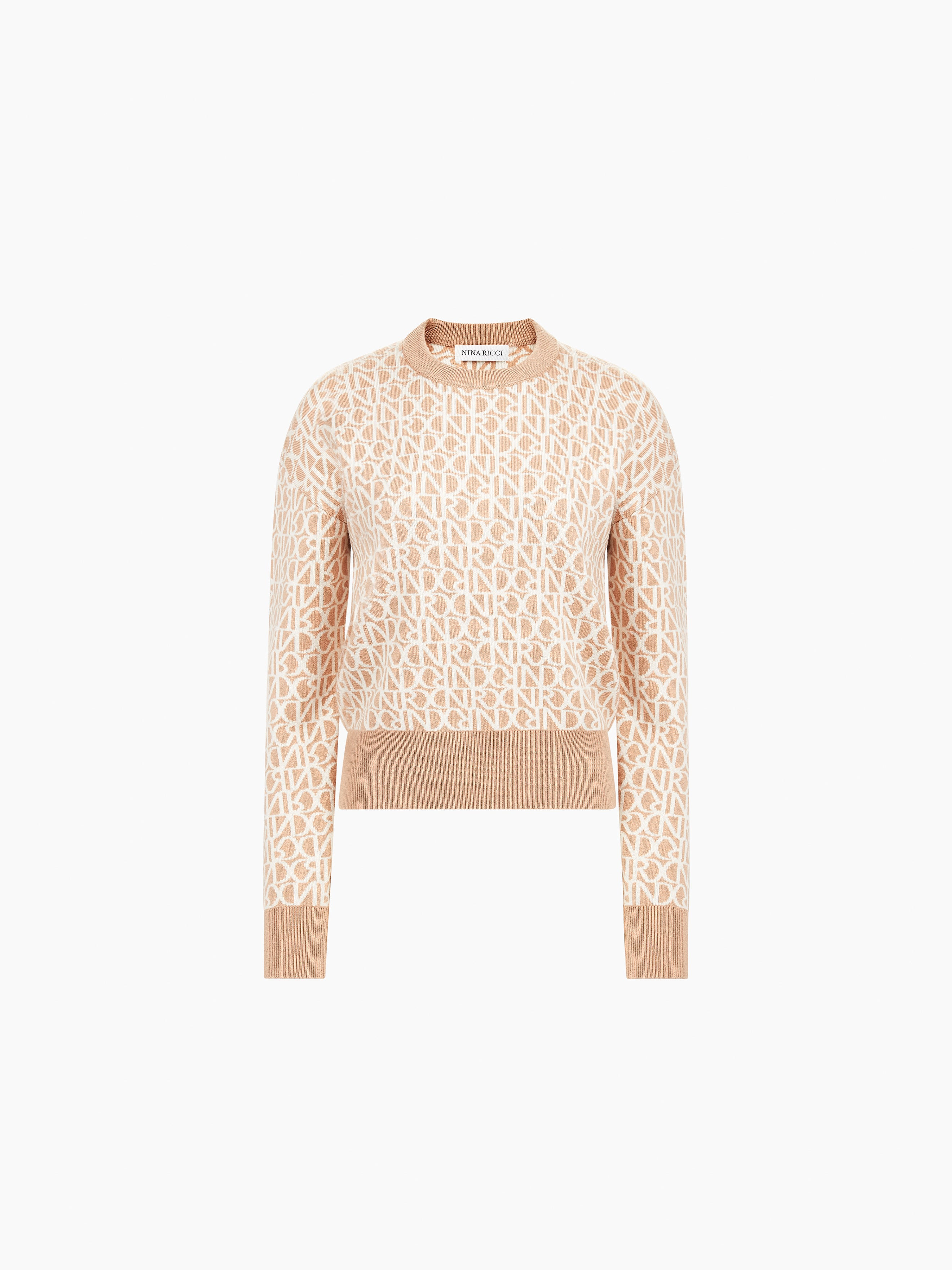 Beige Logo-Print Sweater - 5