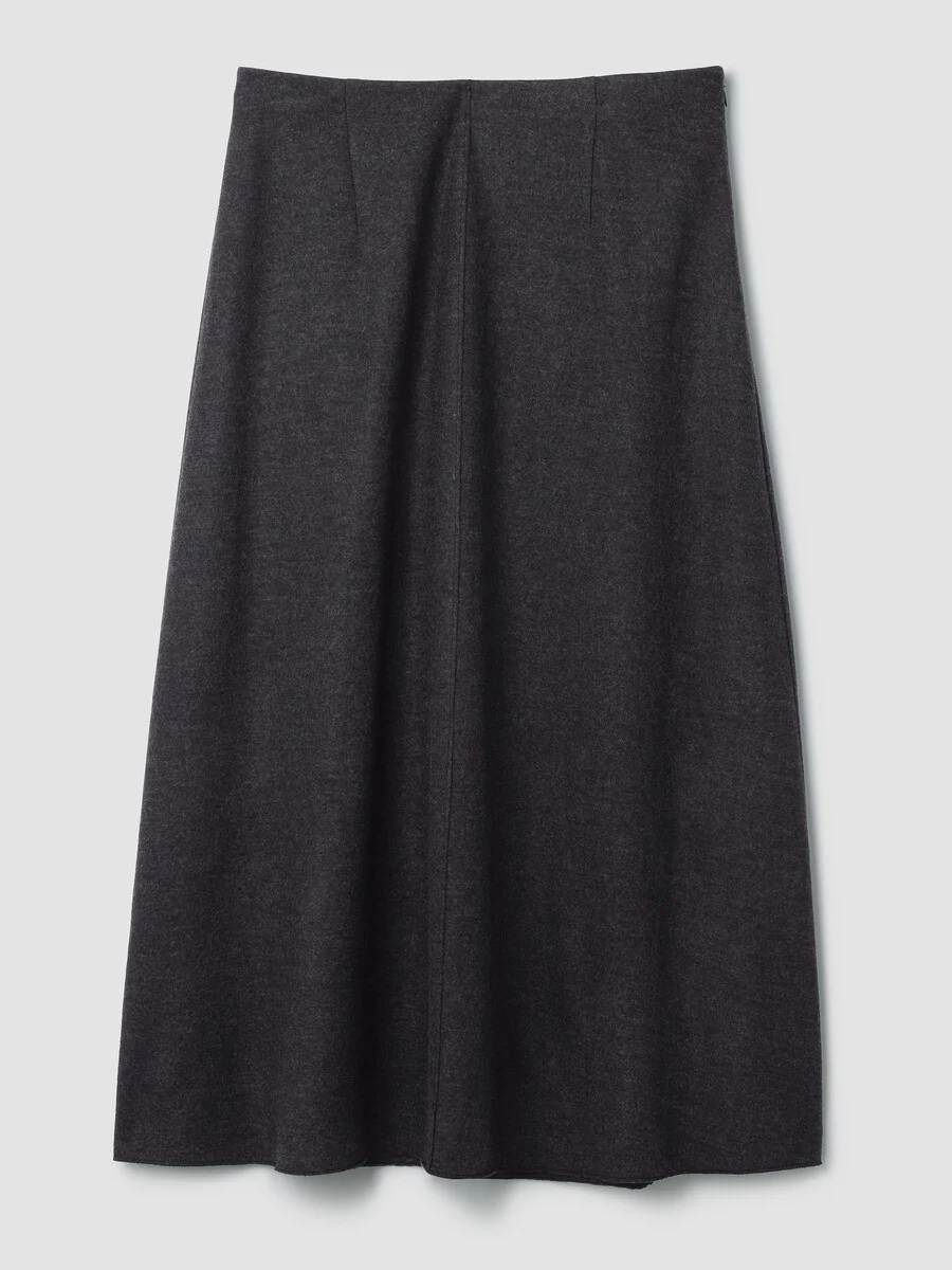 Mélange Boiled Wool Jersey A-Line Skirt in Regenerative Wool - 1