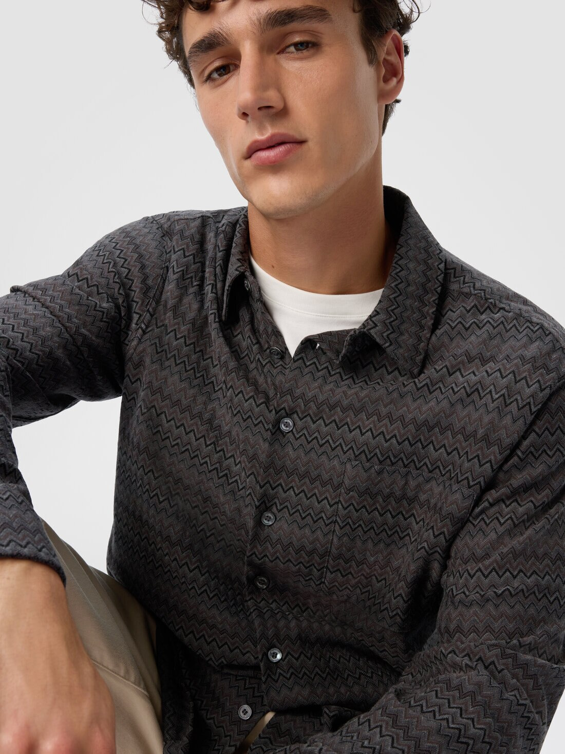 Shirt with Micro Zigzag Tone on Tone - 4