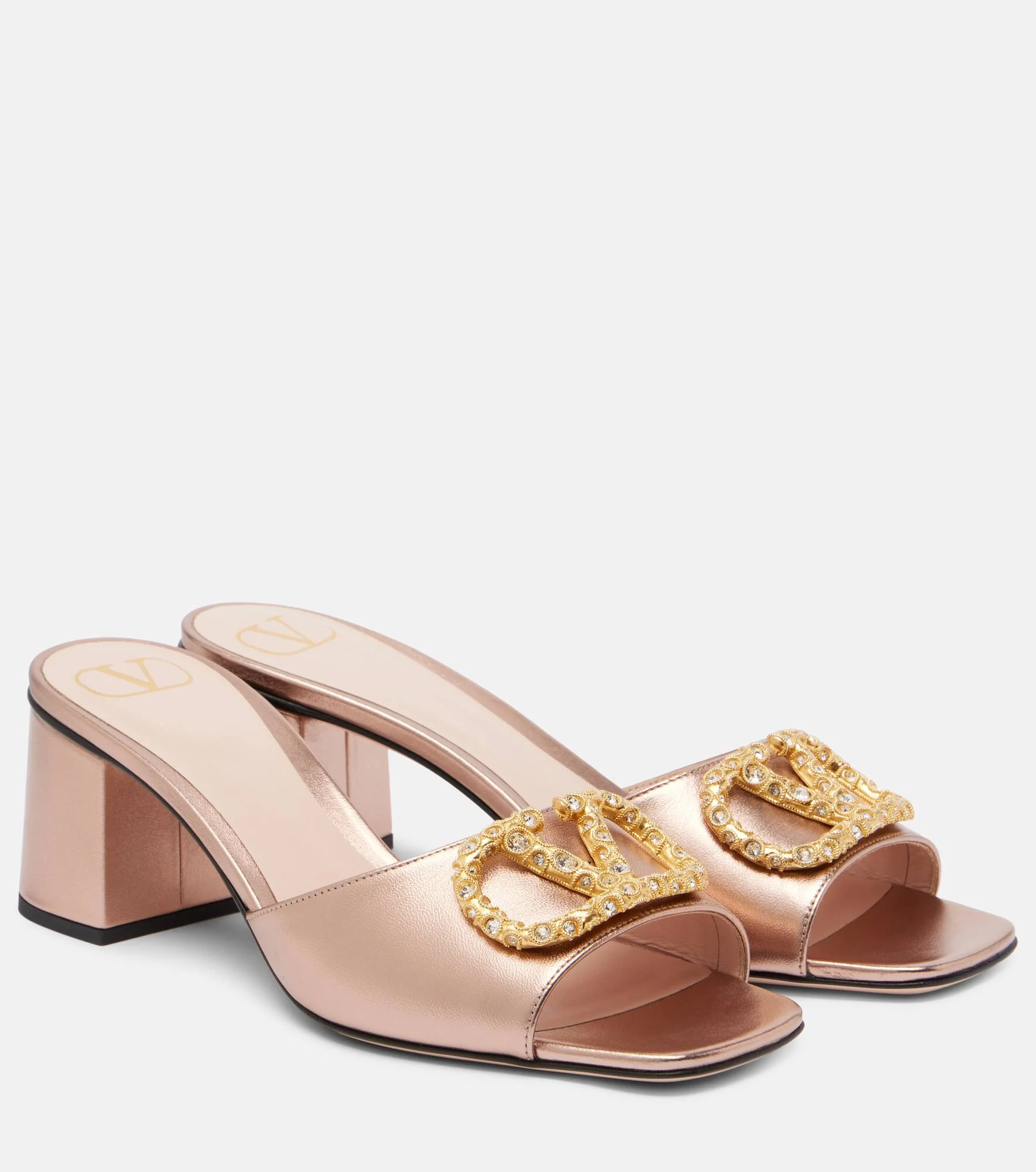 VLogo 60 metallic leather mules - 1