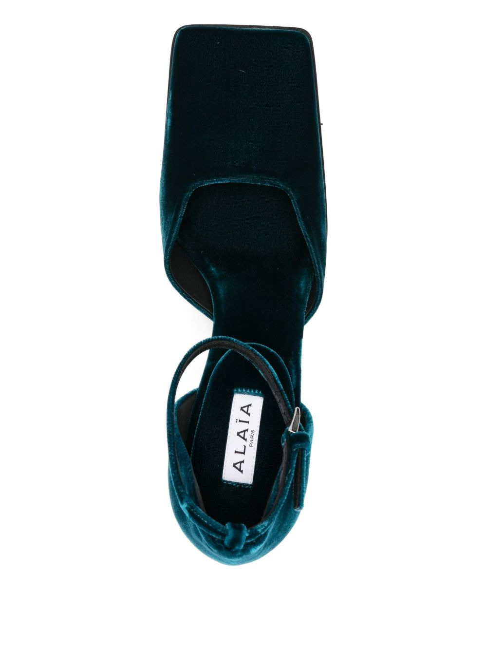 90mm square-toe velvet pumps - 4