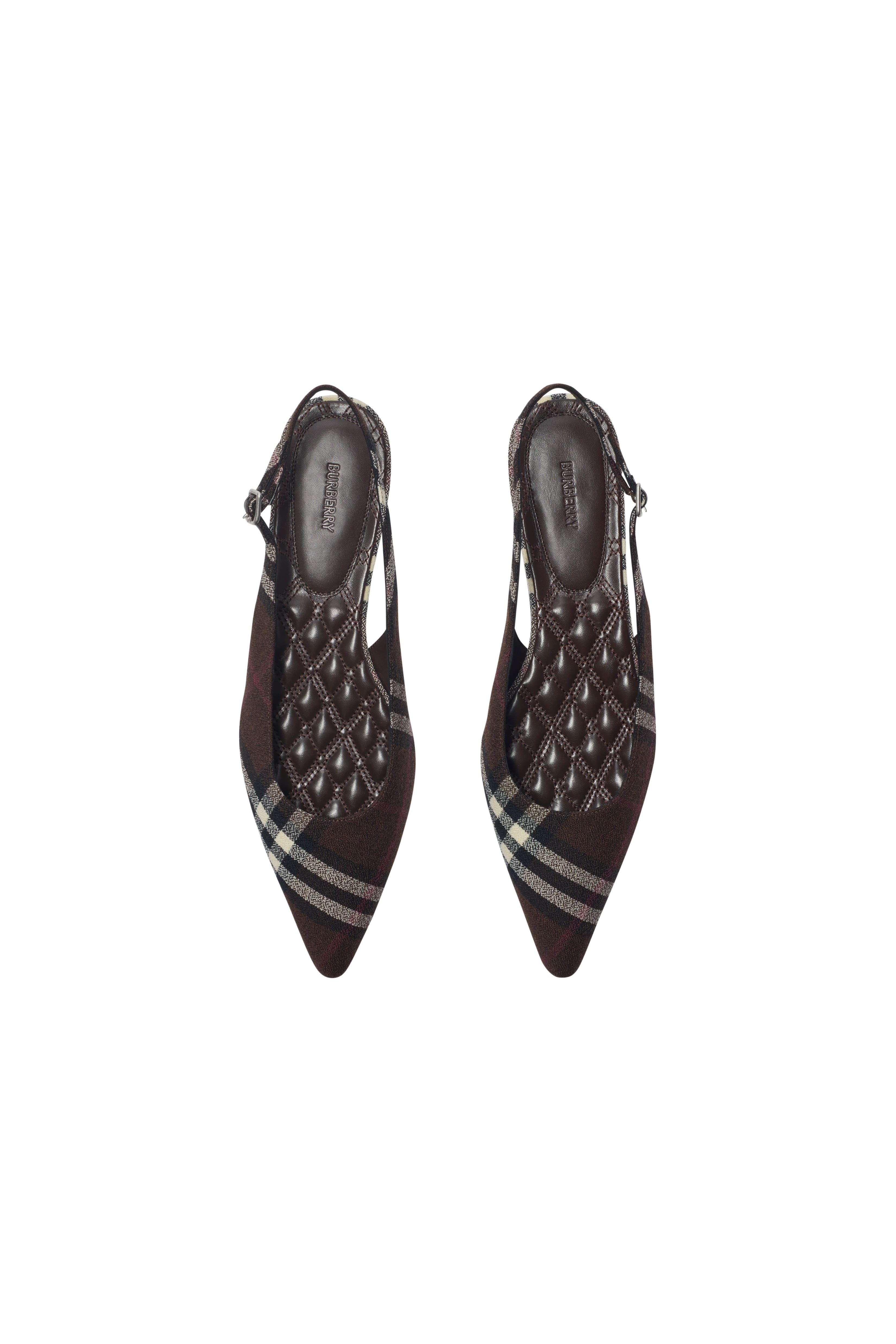 burberry Check Dame Slingback Ballerinas in Mahogany Brown at Nordstrom - 4