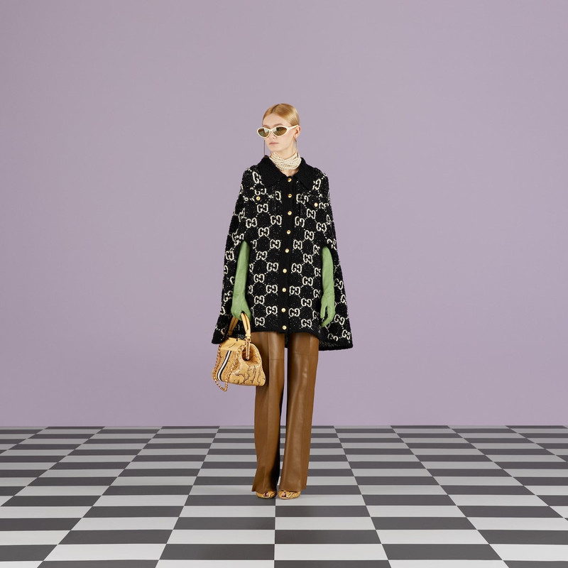 GUCCI Fine cotton cape with GG jacquard outlook