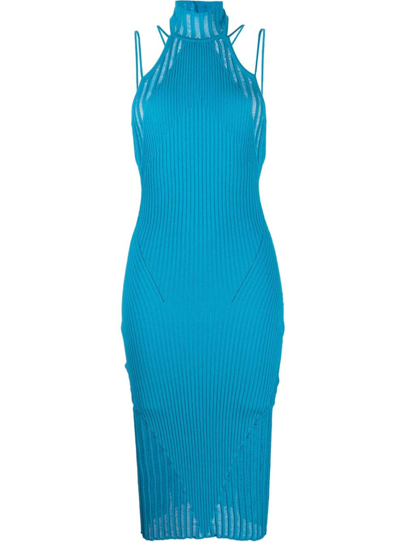 halterneck knitted midi dress 1