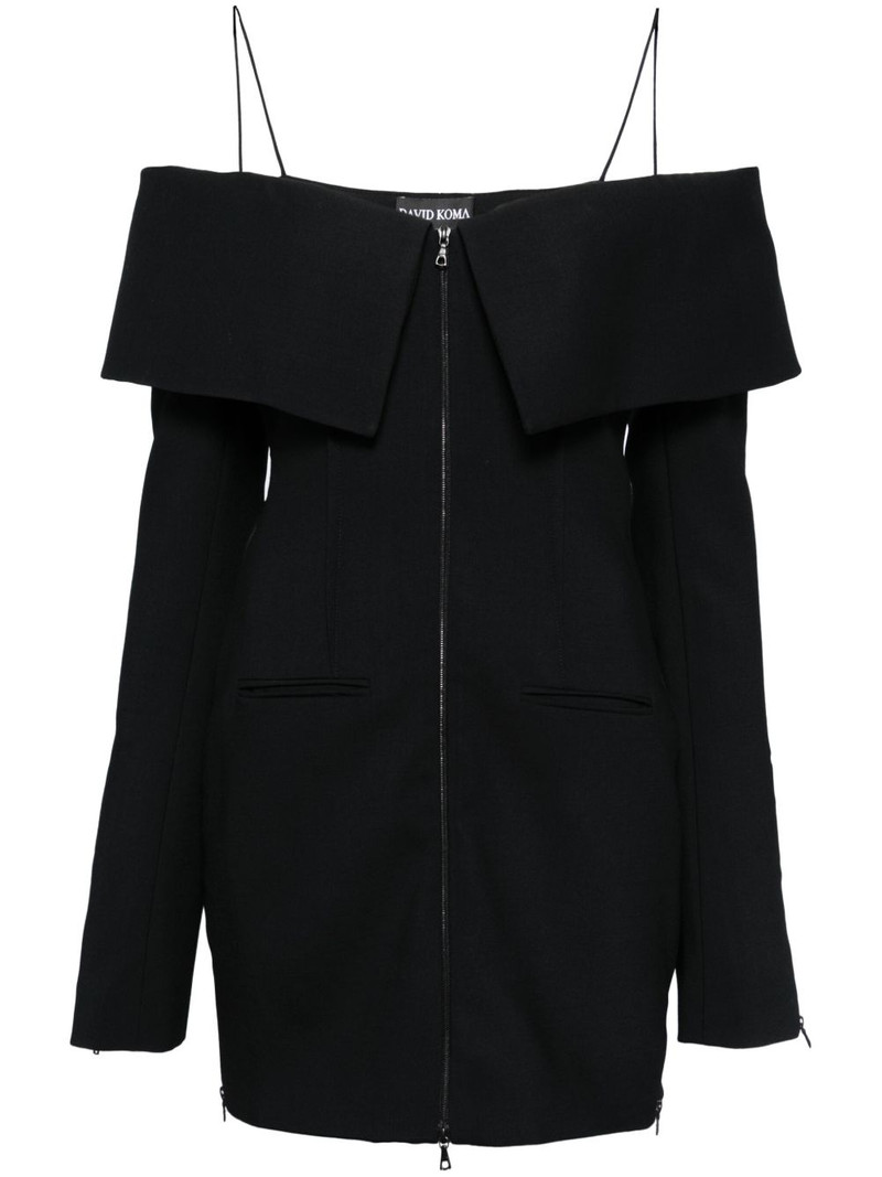 layered-shoulder tailored mini dress 1