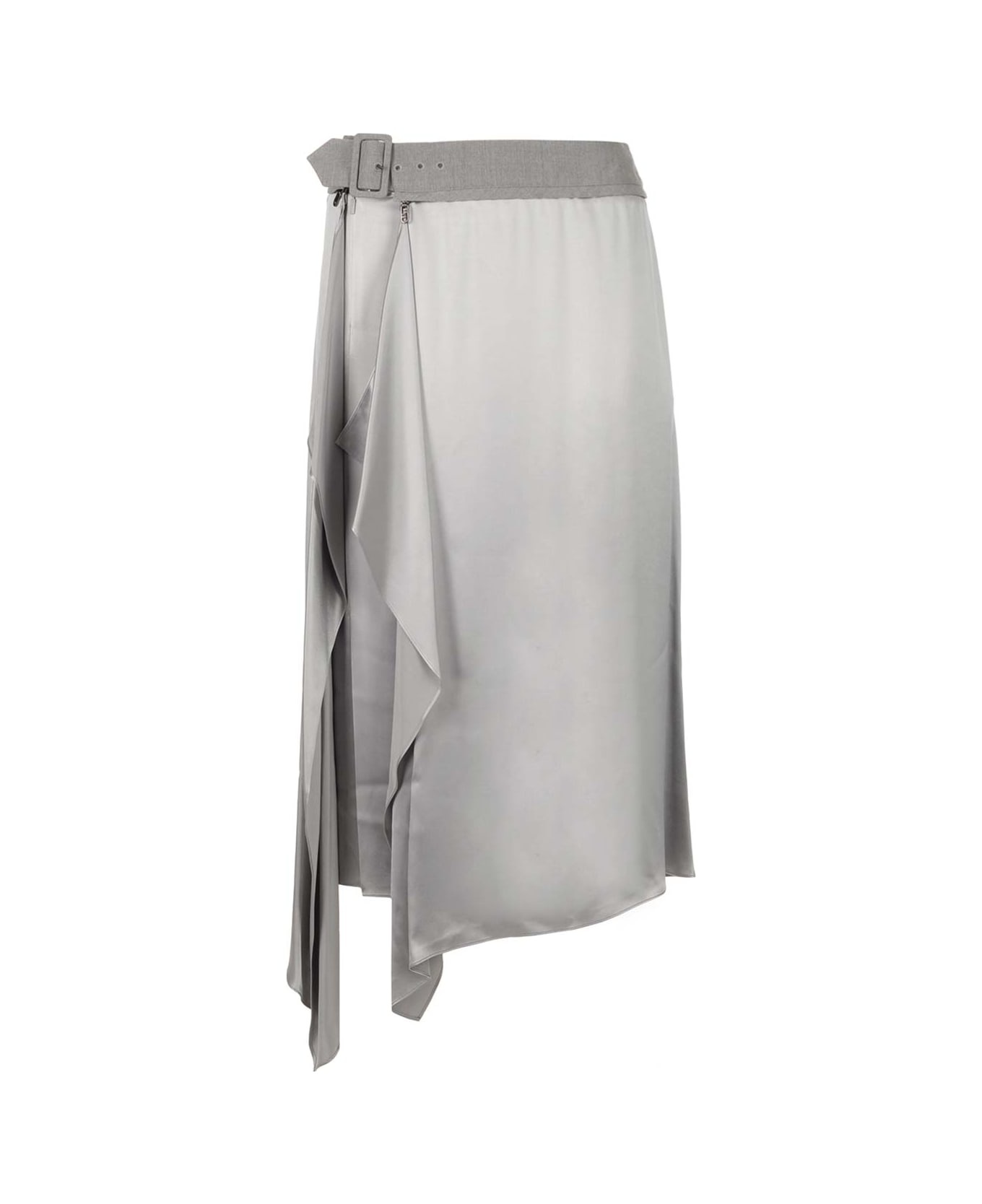 スカート FENDI SS23 Grey satin skirt (FQ7449ANQ9 F0RTU) FENDI Viscose Satin Draped Skirt | italist | REVERSIBLE
