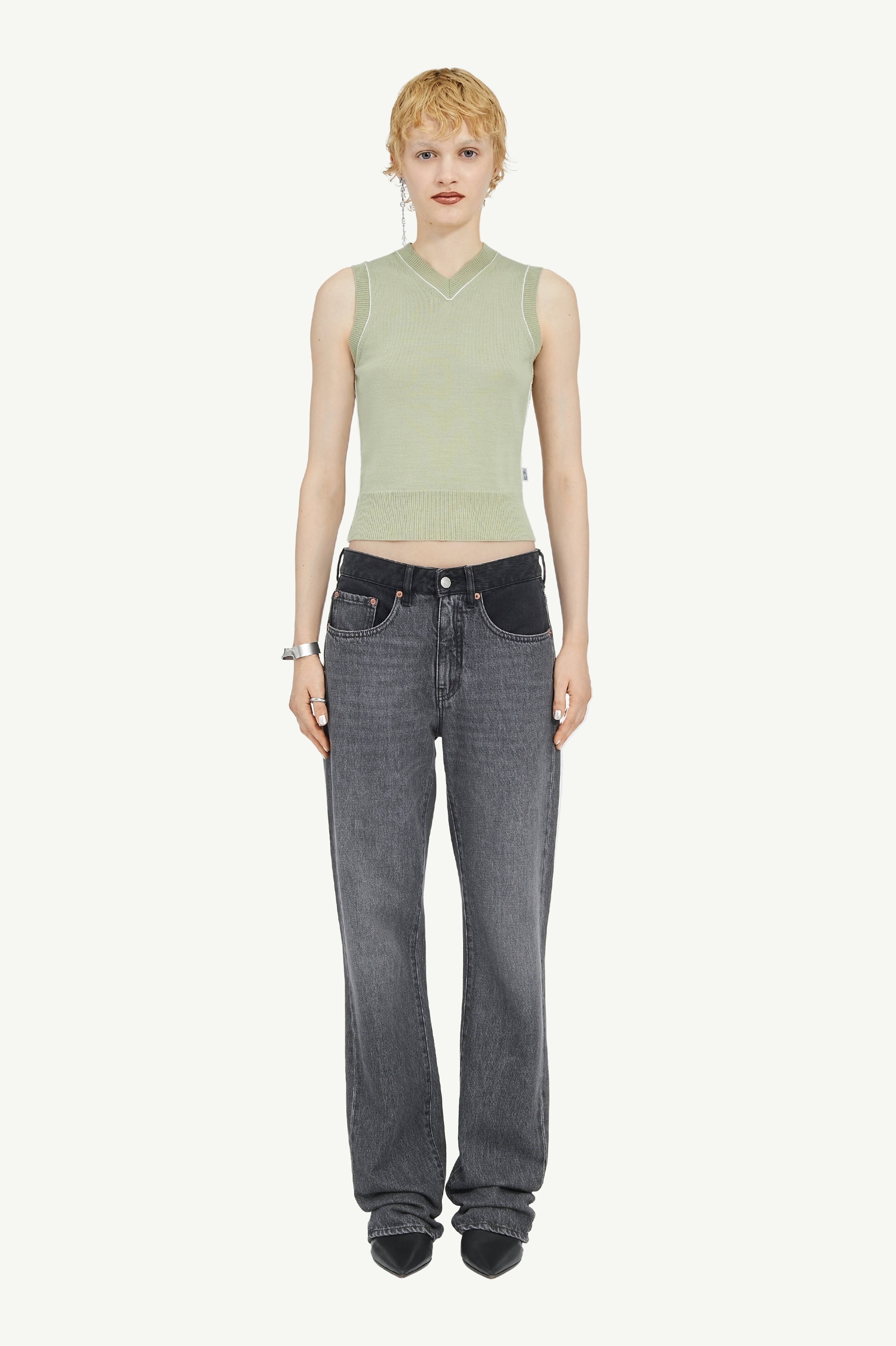 Two-Tone 5-Pocket Denim Trousers - 2