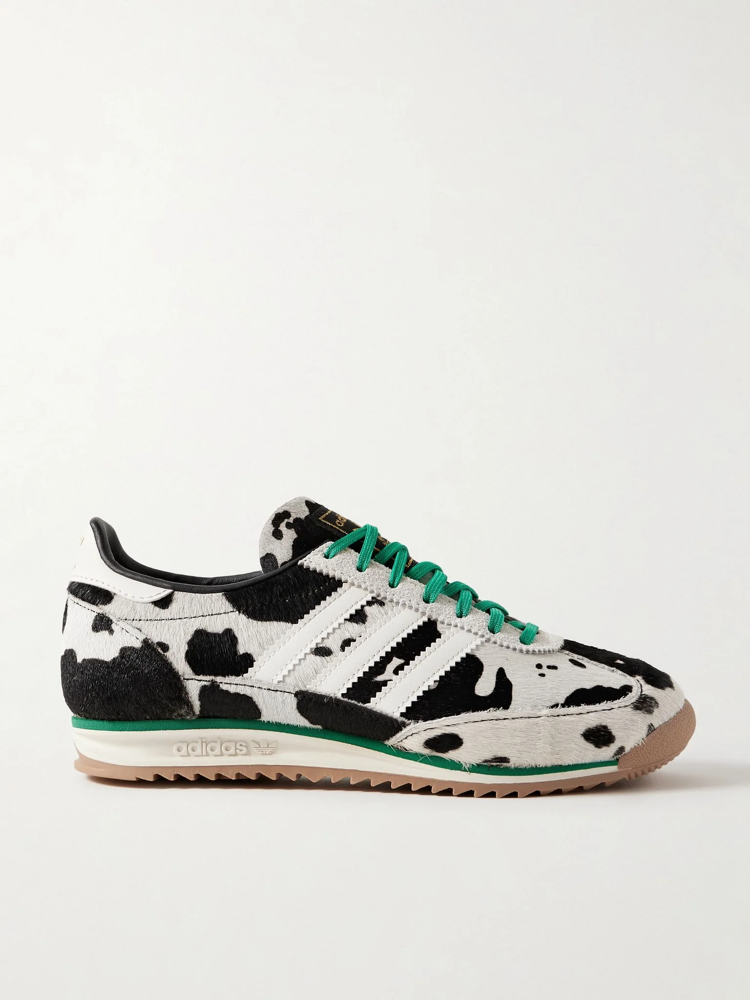 SL 72 OG suede and leather-trimmed cow-print calf hair sneakers Black - 1