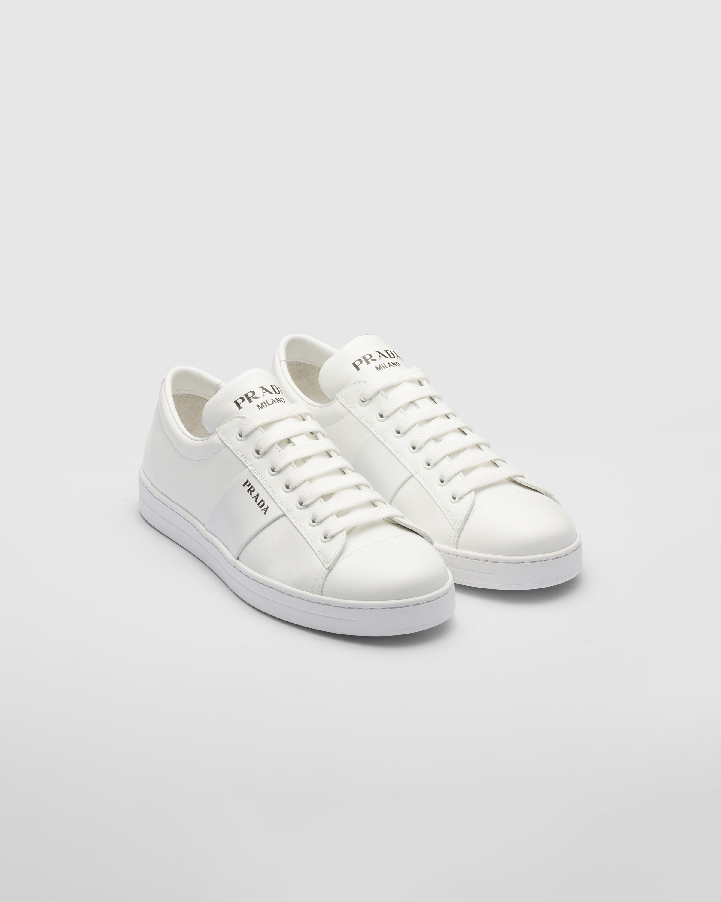 Brushed leather and leather sneakers - 1