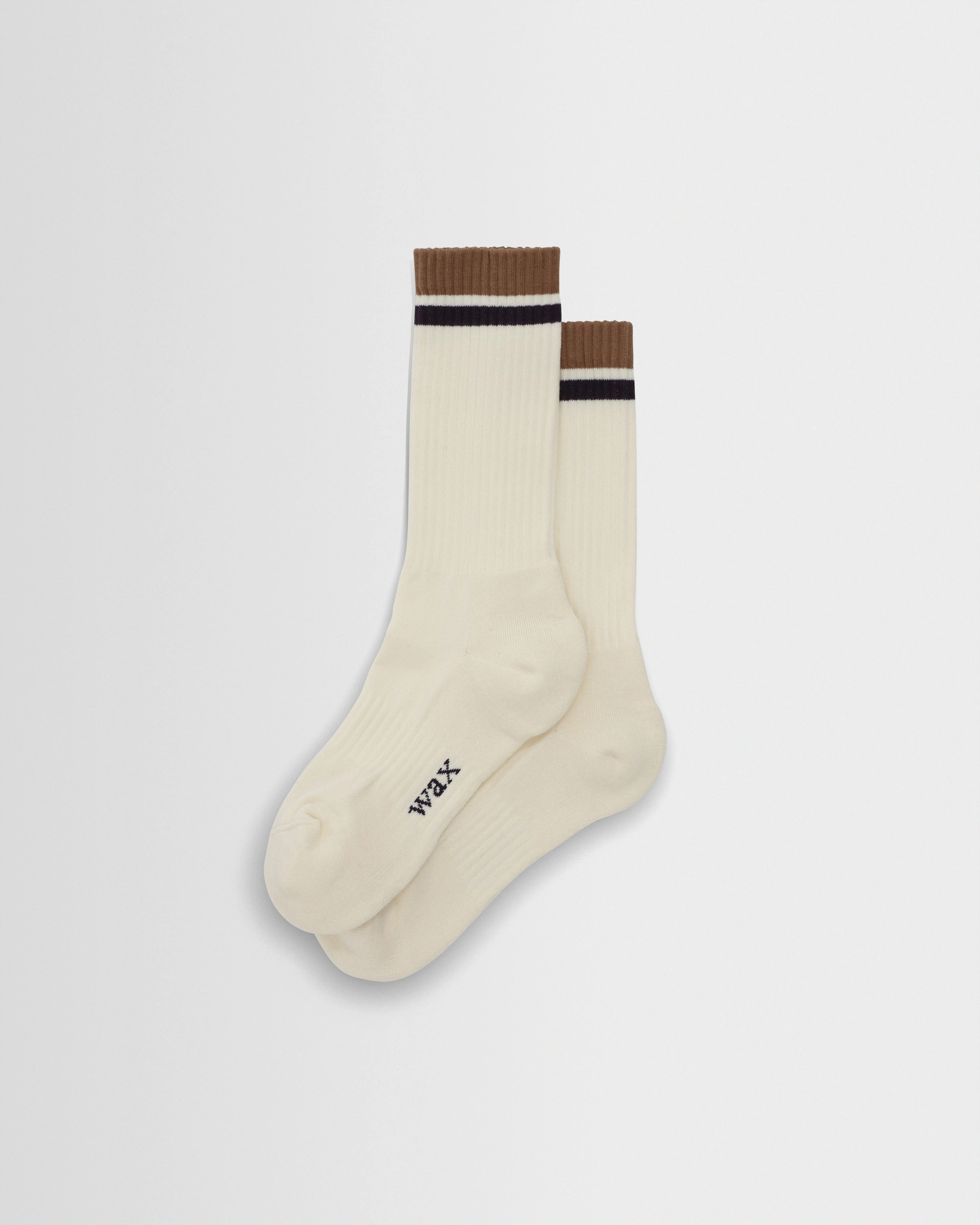Thorpe - Ecru And Taupe Edge Stripe Socks - 1