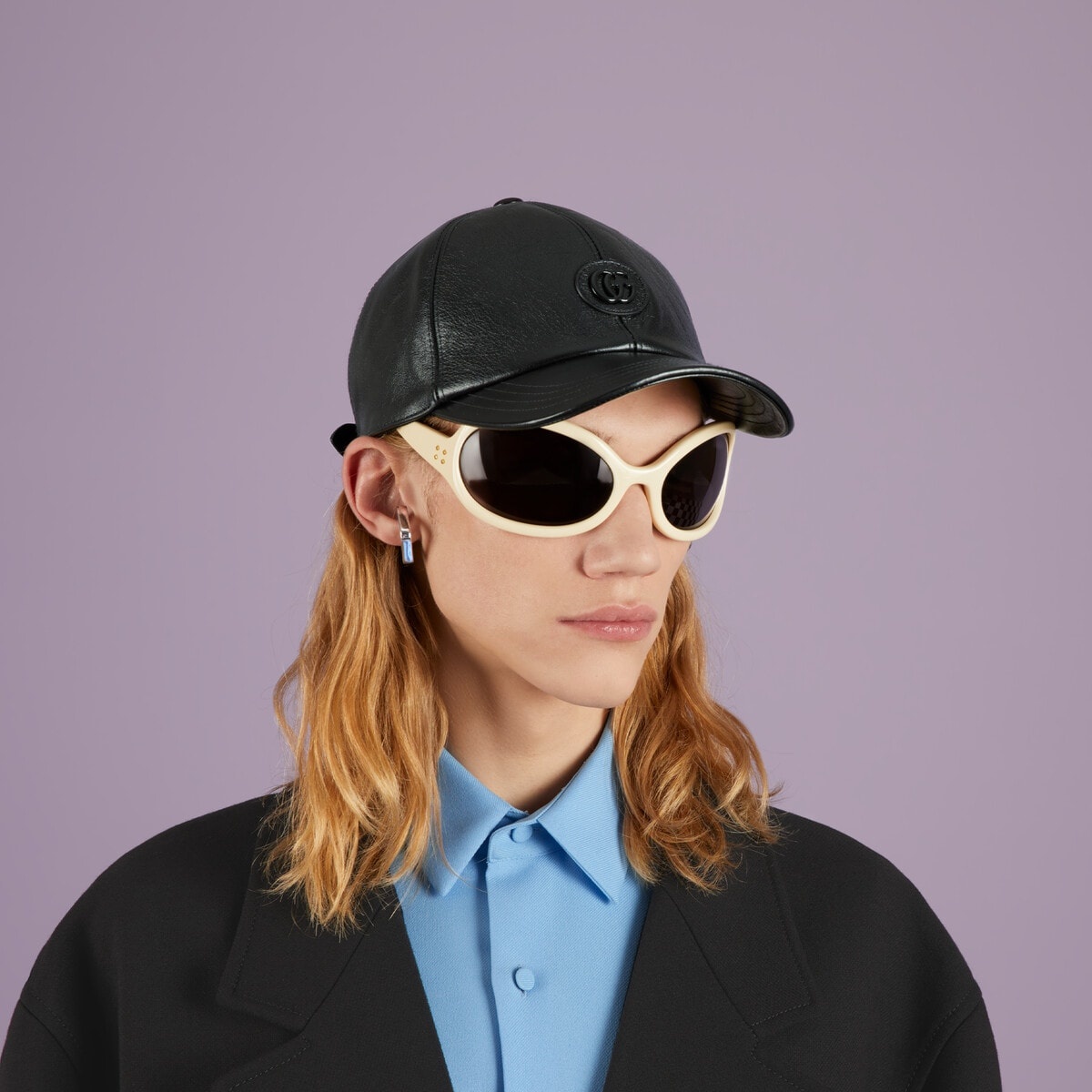 Leather baseball hat with Double G - 3