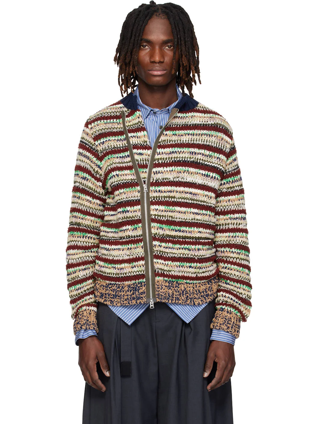 Multicolor Mix Knit Blouson Cardigan - 1