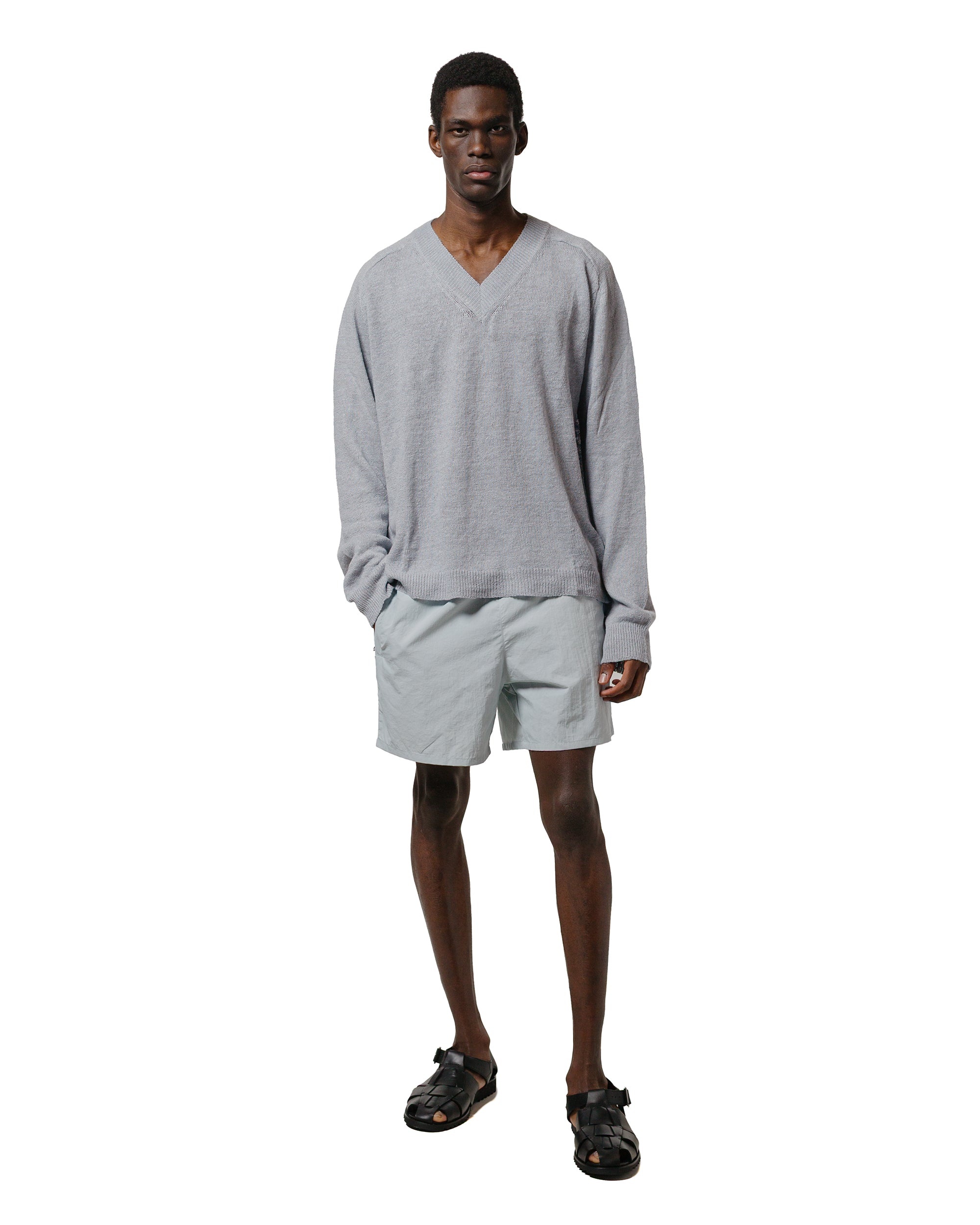 Rue V-Neck Powder Blue Cyclone Linen - 4