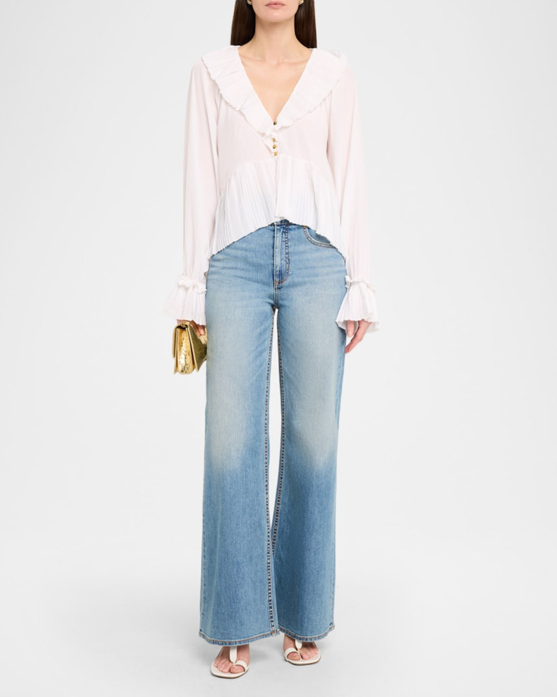 RAMY BROOK Liv Double-Button Wide-Leg Jeans outlook