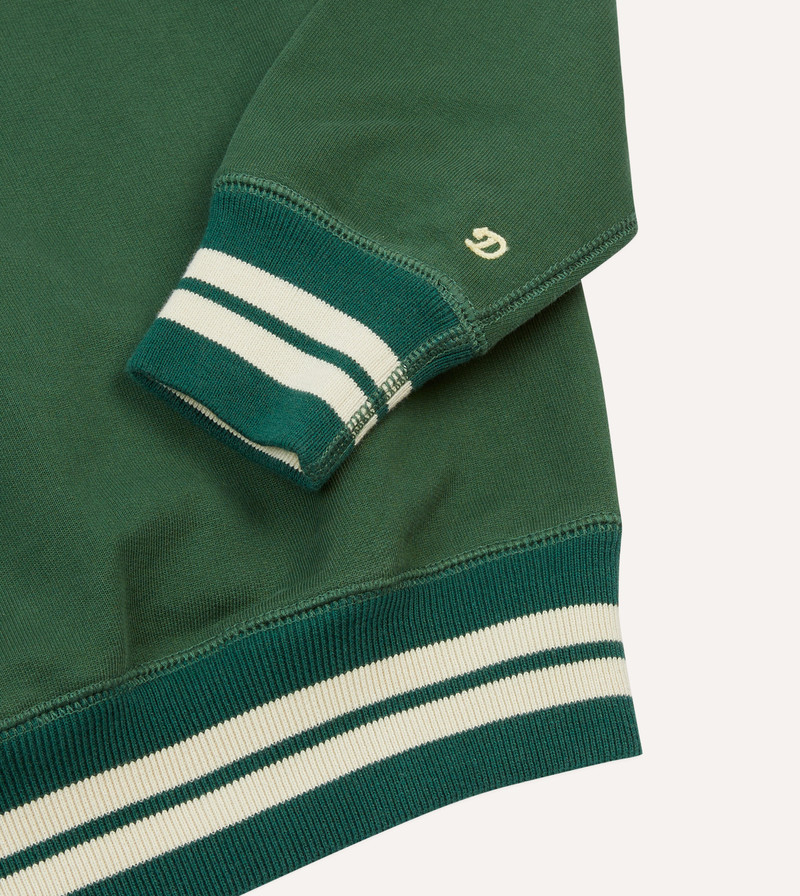 Green Striped Rib Cotton Jersey Sweatshirt 4