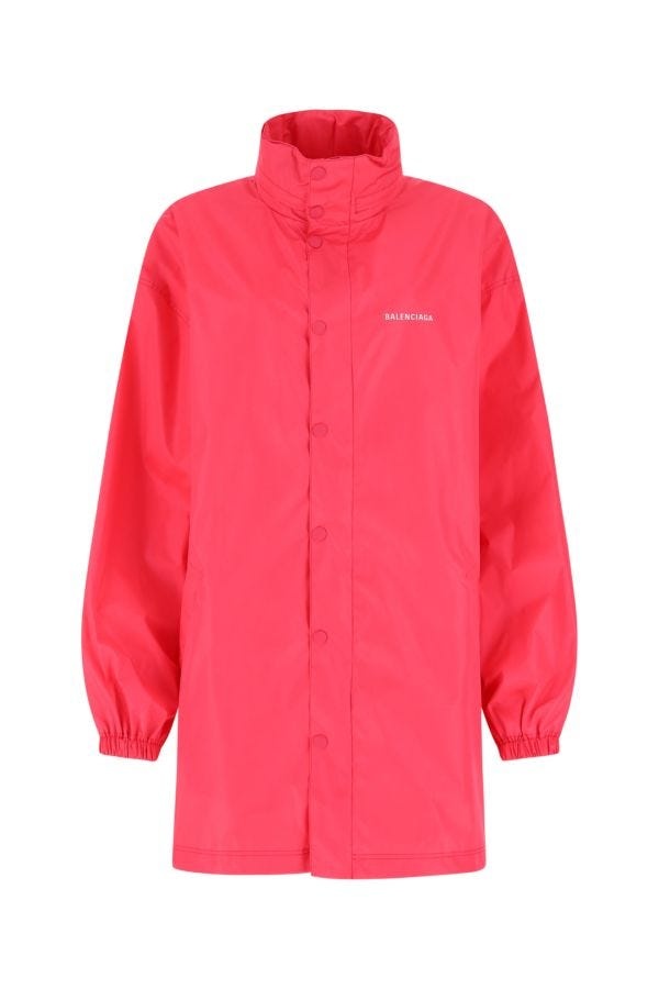 Balenciaga Woman Fluo Pink Polyester Oversize Raincoat - 1