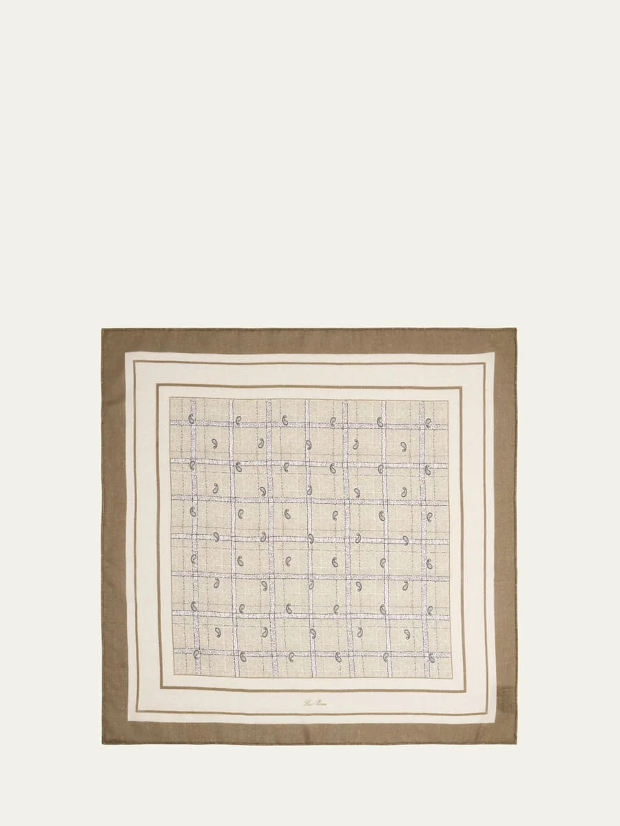 Men's Boteh Cashmere and Silk Pocket Square - 1