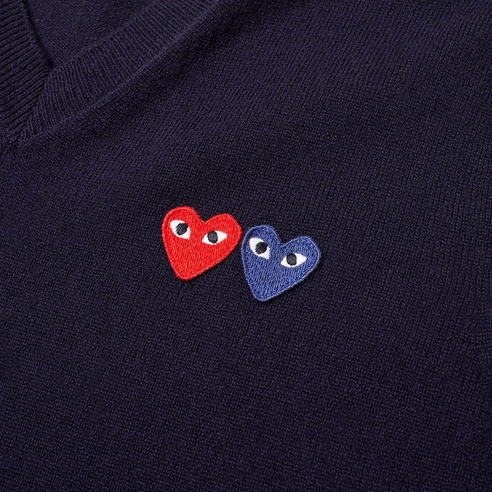 Comme des Garcons Play Double Heart V-Neck Jumper - 2