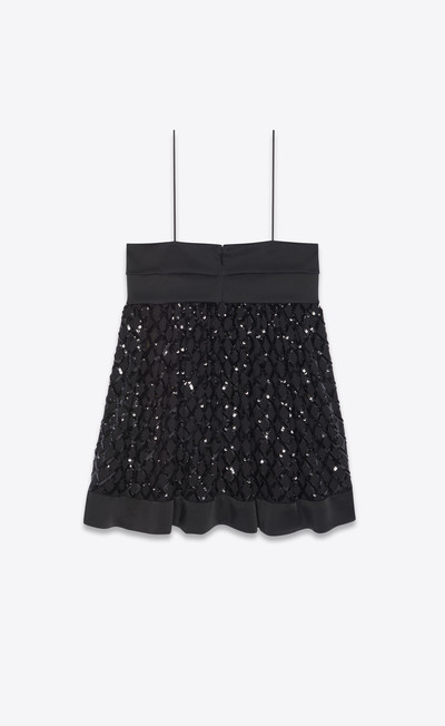 SAINT LAURENT sleeveless dress in silk georgette and sequins outlook