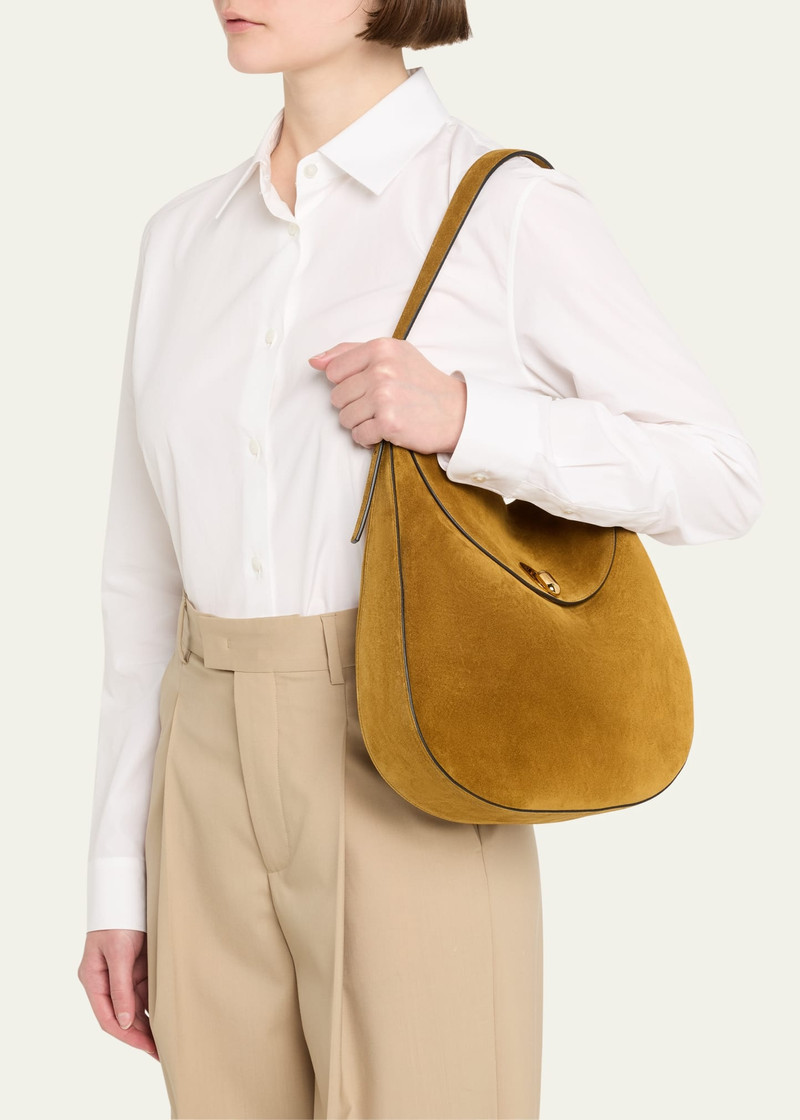SAVETTE Tondo Large Suede Hobo Bag outlook
