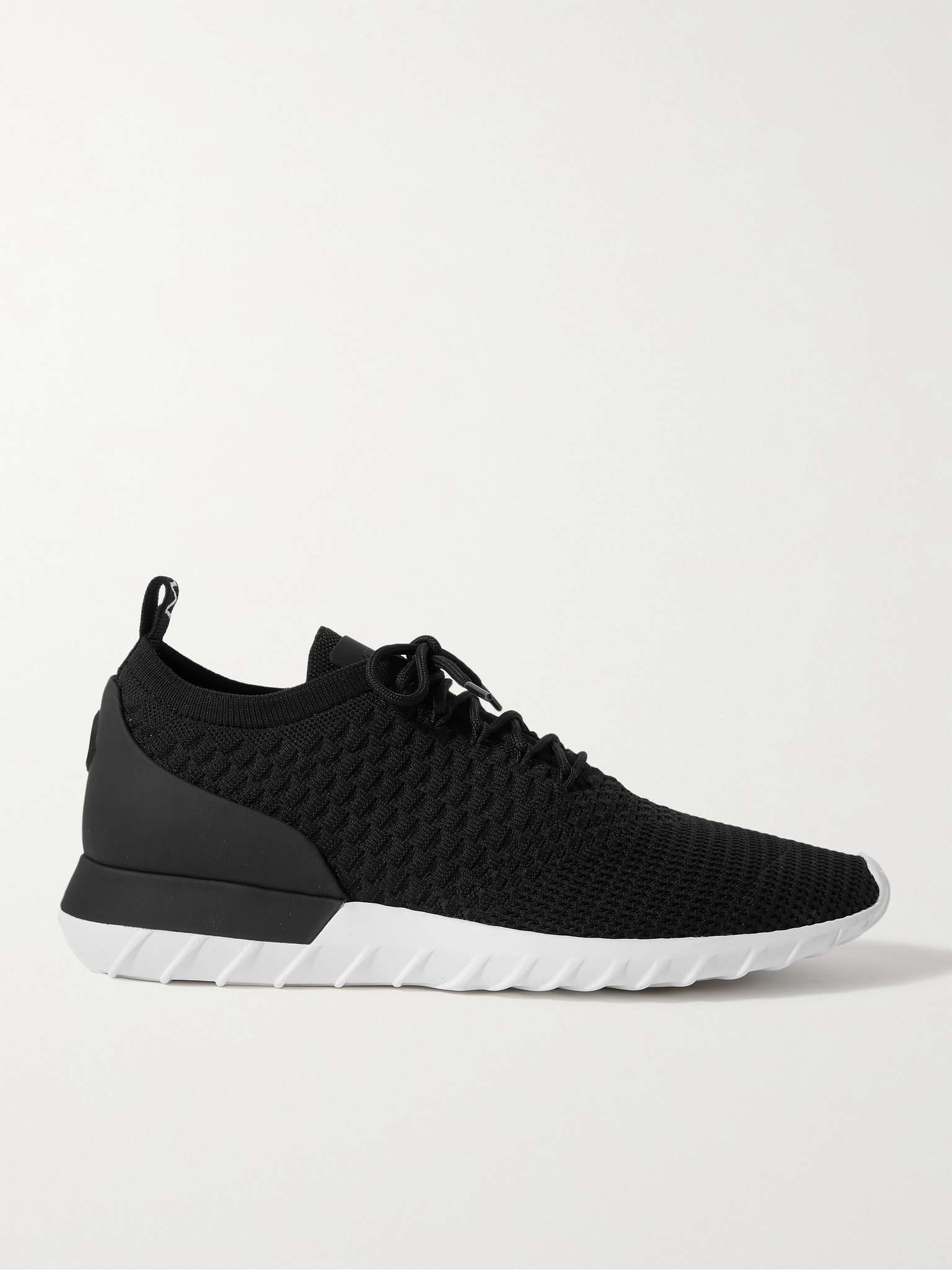 Emilien Leather-Trimmed Stretch-Knit Sneakers - 1