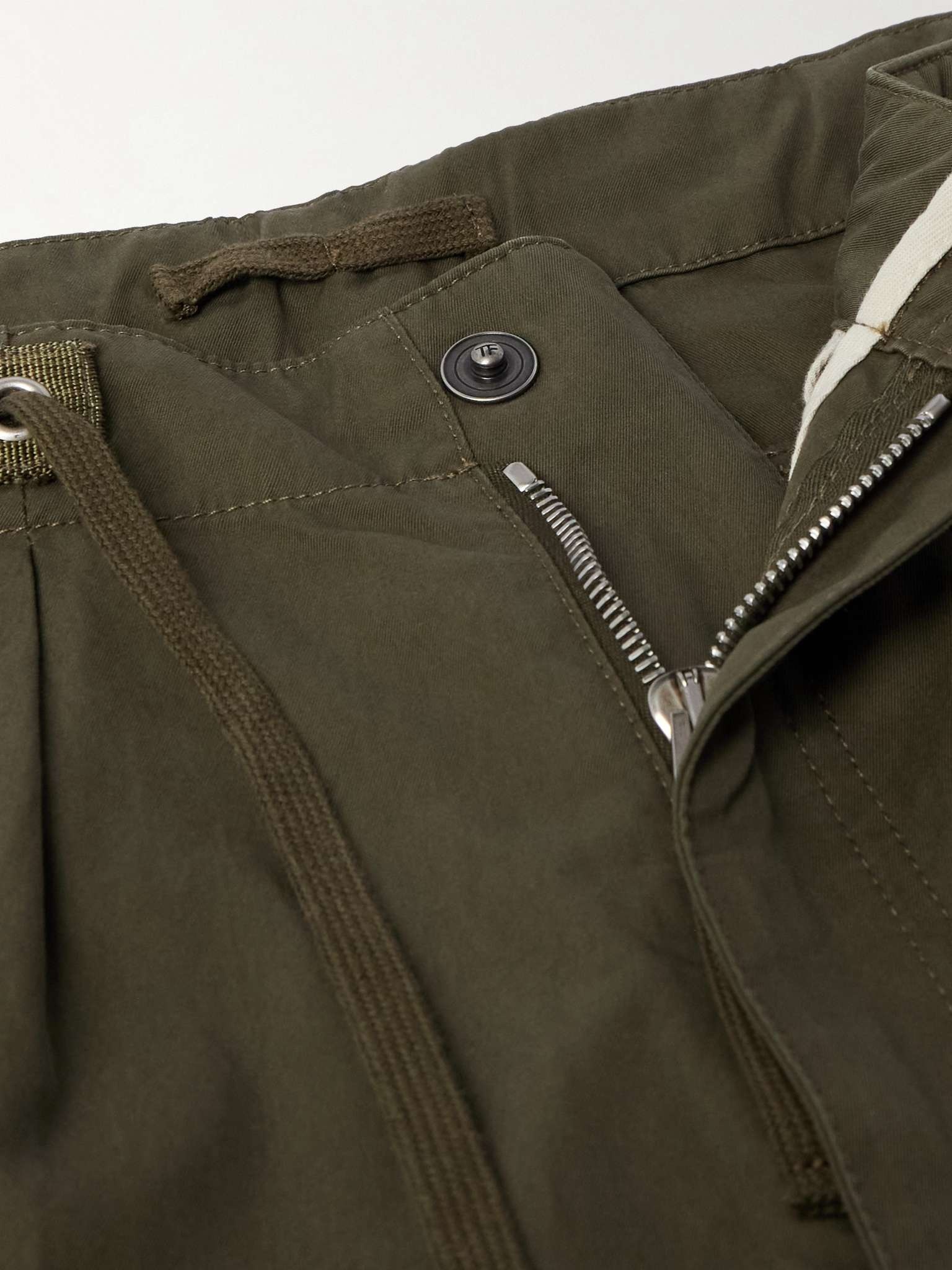 Straight-Leg Pleated Cotton-Twill Drawstring Cargo Trousers - 6