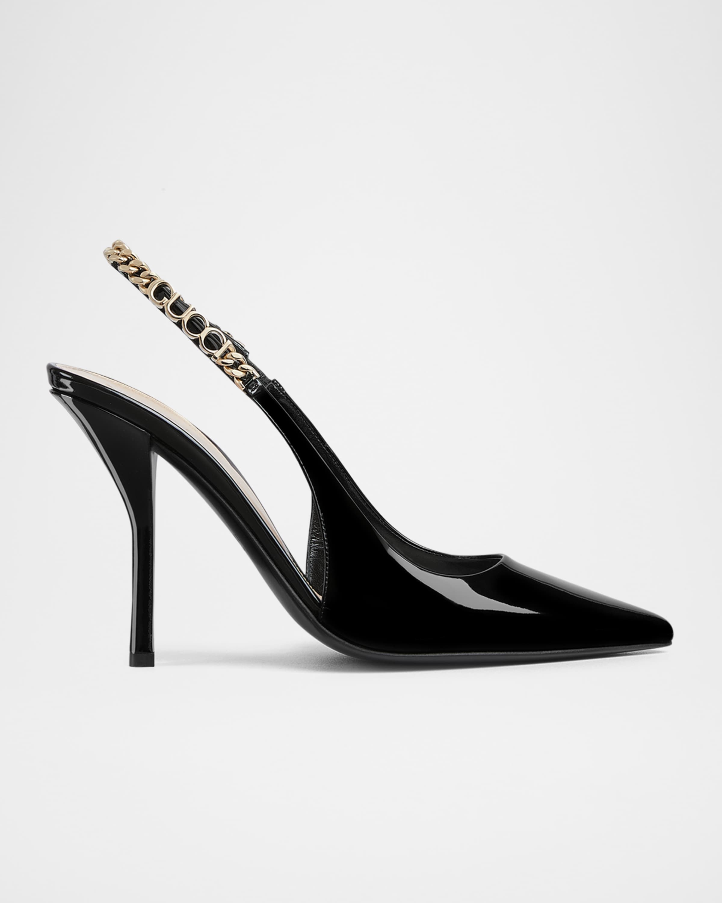 Signoria Patent Chain Slingback Pumps - 1