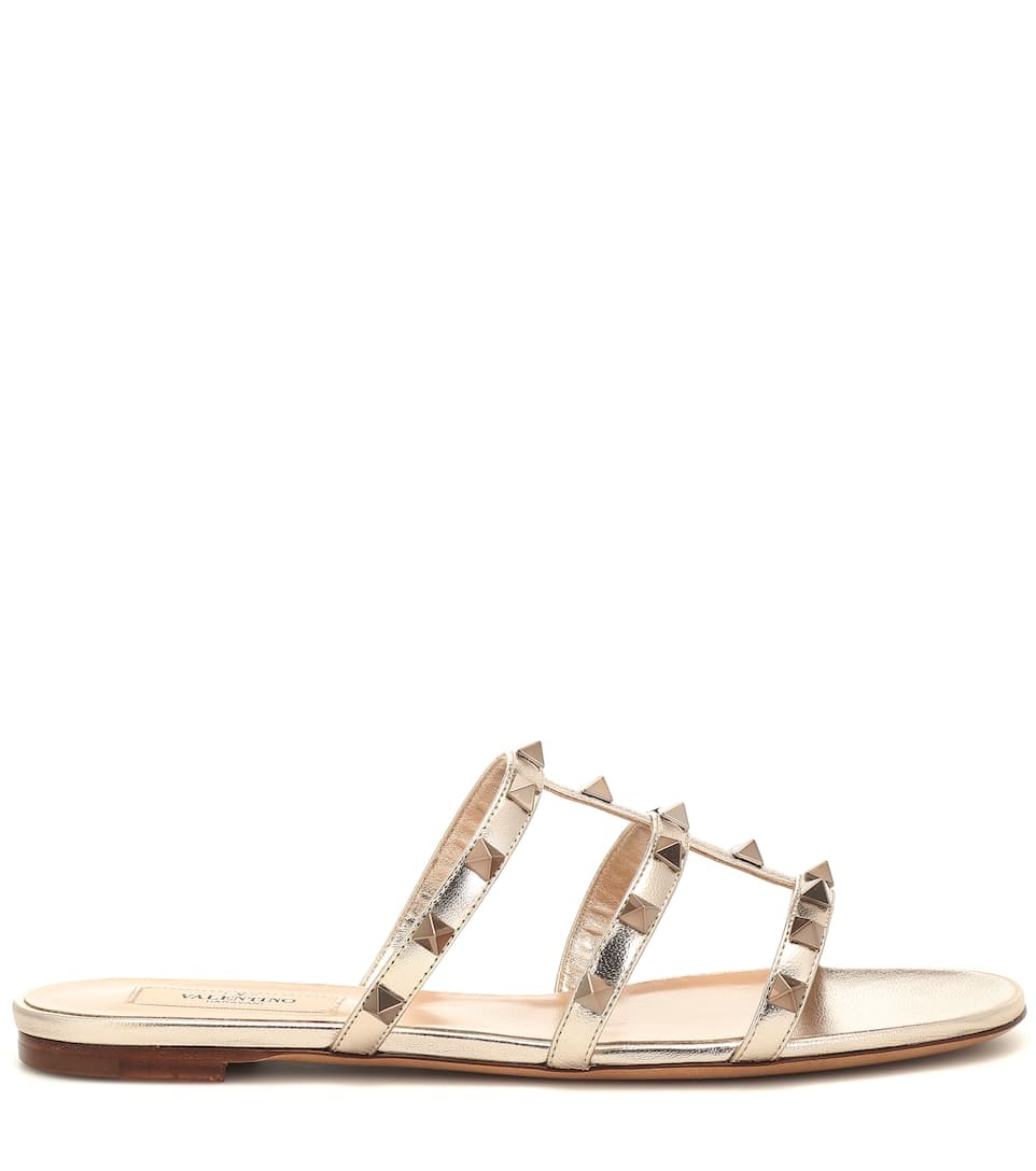 Rockstud leather sandals - 4