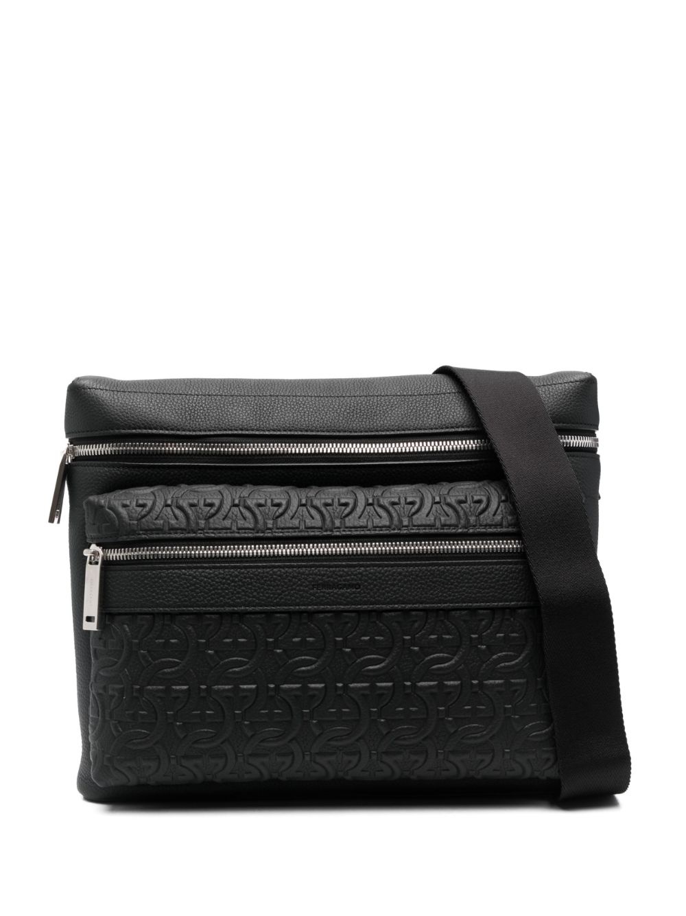 Gancini-pattern leather crossbody bag - 1