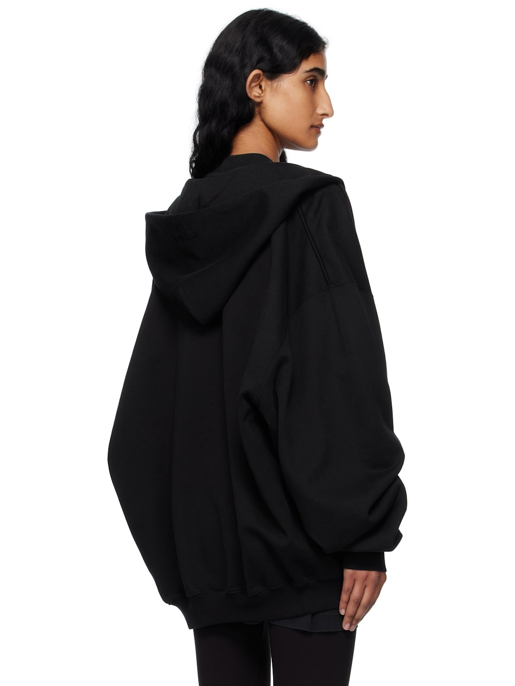 Black Logo Oversized Zip-Up Hoodie - 3