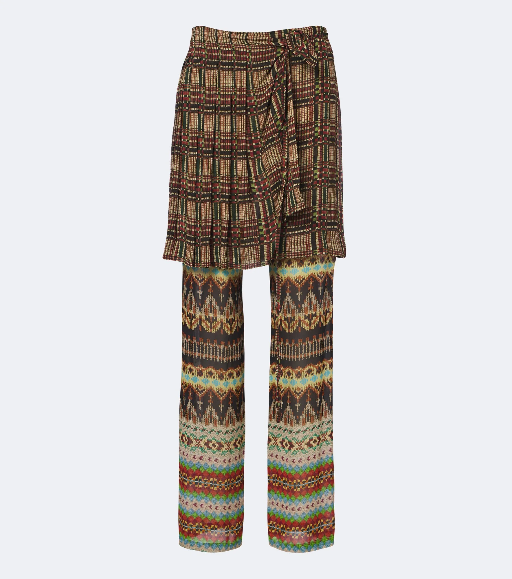 Printed layered wide-leg pants - 1