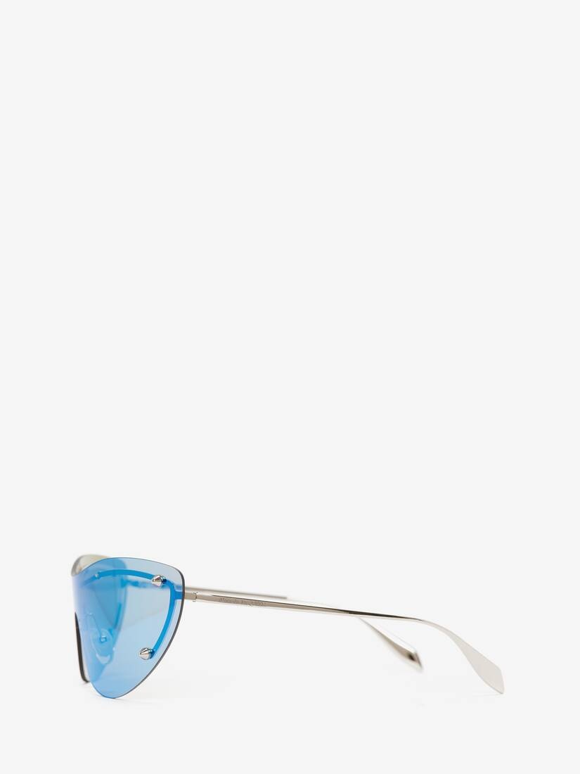 Women's Spike Studs Cat-eye Mask Sunglasses in Blue/silver - 3