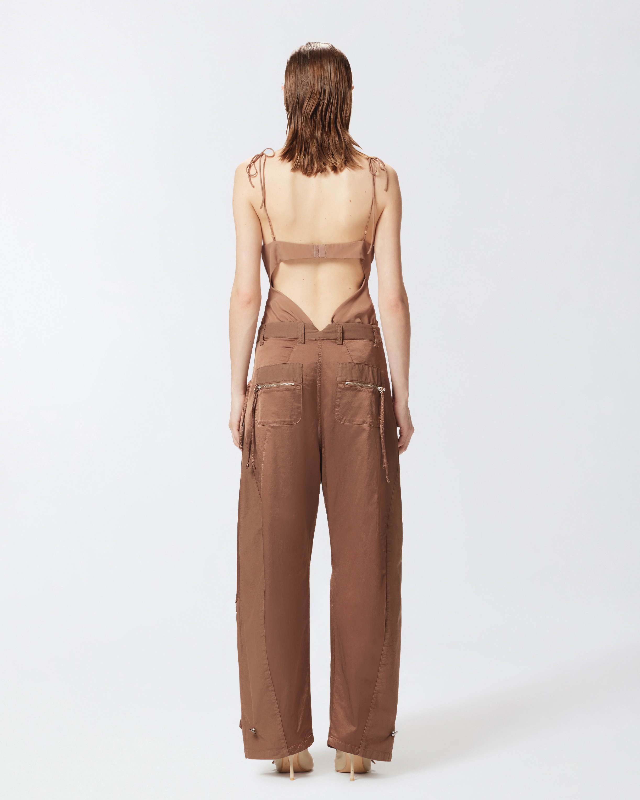P-PANTS IN GABARDINE AND SATIN WITH ZIP - 4