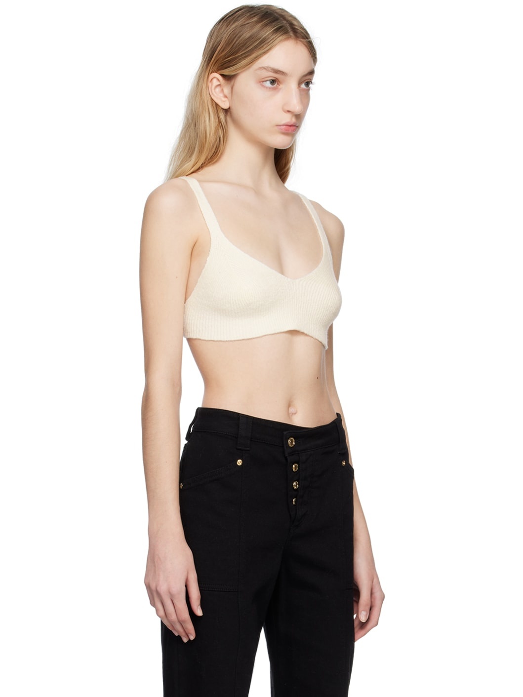 White V-Neck Bra - 2