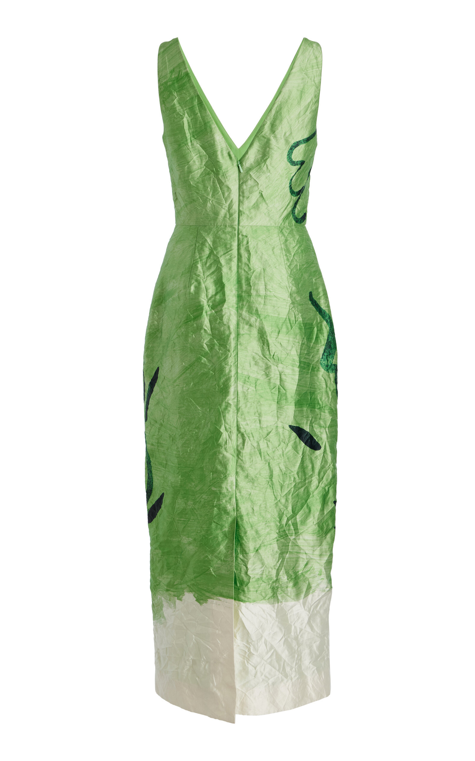 Crinkled Satin Midi Dress green - 6