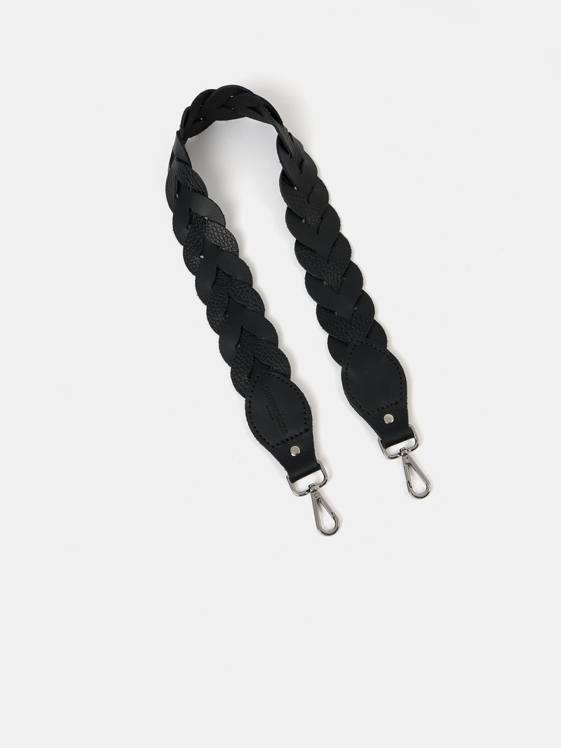 The Plaited Shoulder Strap - Black & Black Celtic Grain 1