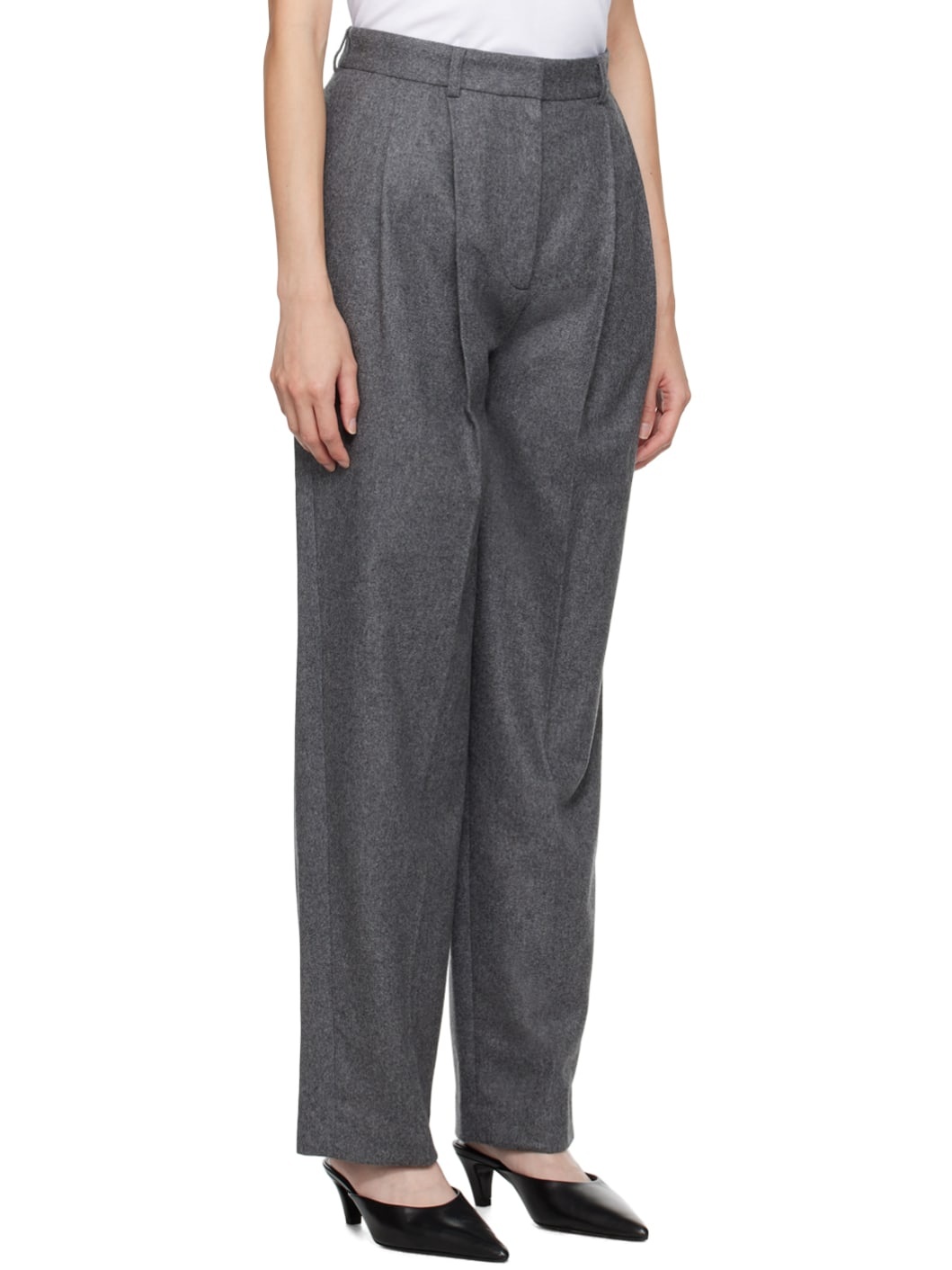 Gray Double-Pleated Trousers - 2