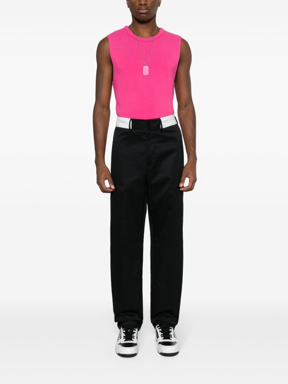 contrasting-waistband tapered trousers - 2