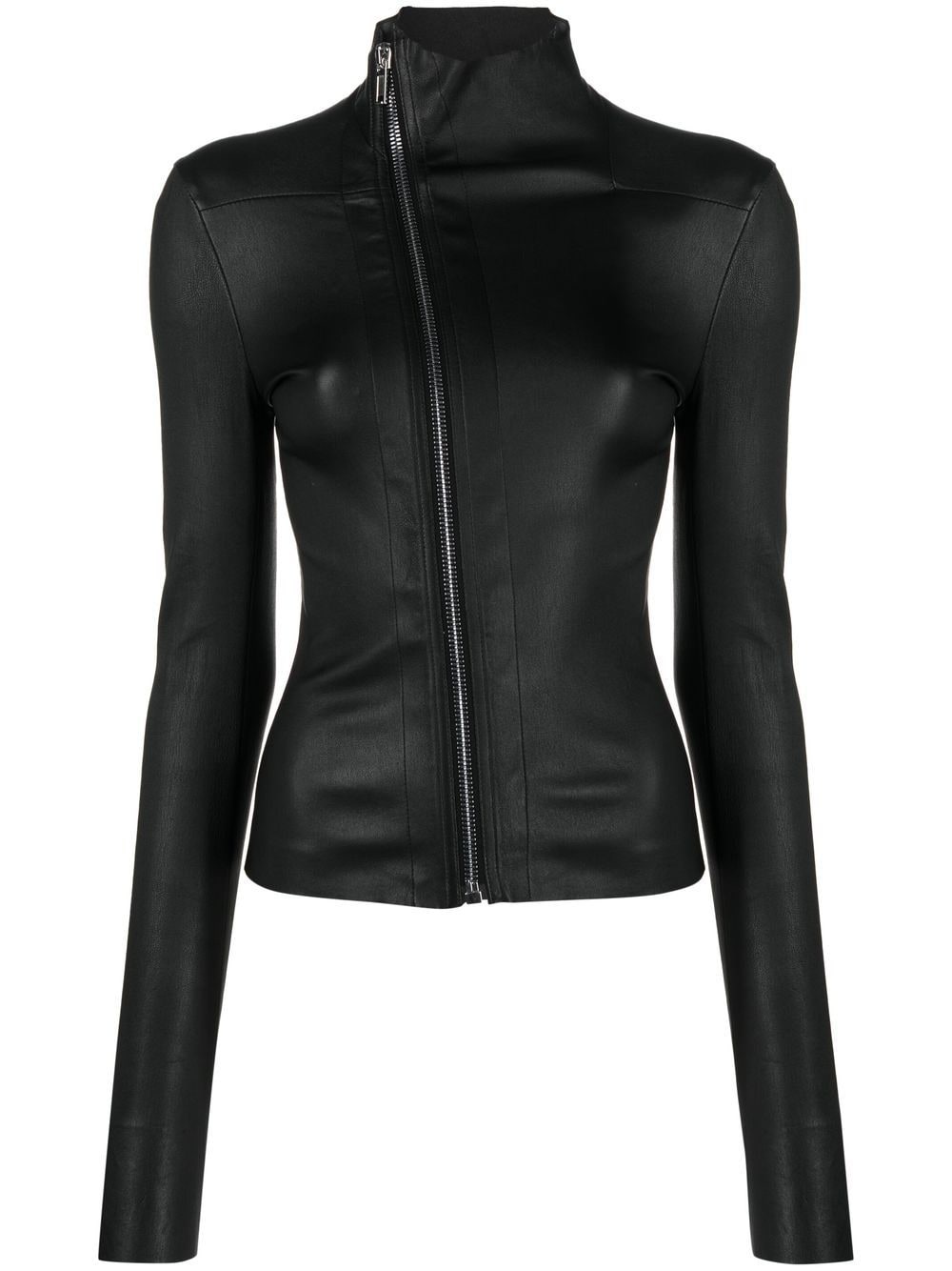 zip-up leather jacket - 1