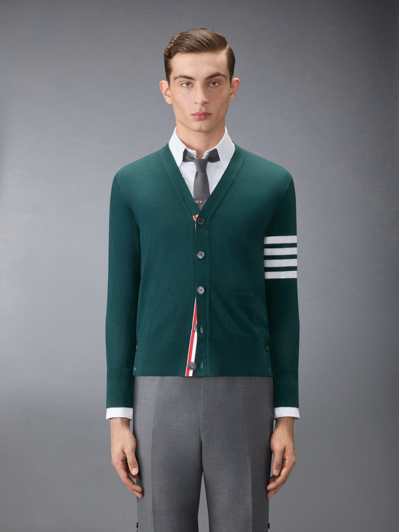 Thom Browne MERINO WOOL 4-BAR CLASSIC V-NECK CARDIGAN outlook