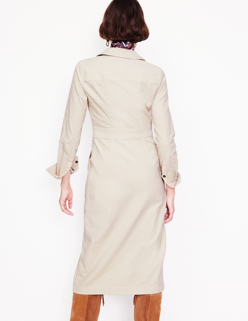 Flora Cord Midi Shirt Dress-Almond Peach 4