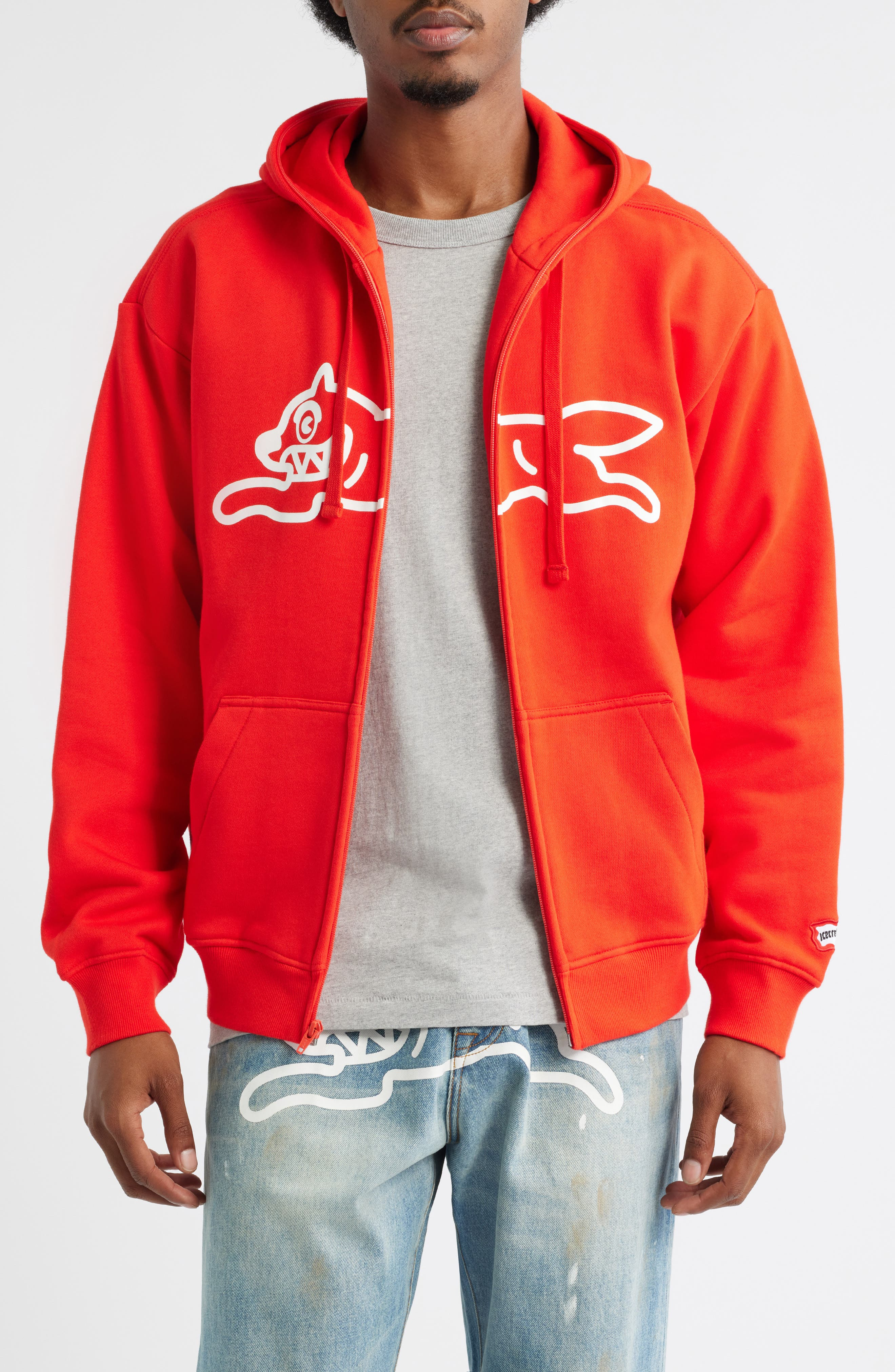 ICECREAM Scanner Graphic Zip Hoodie in Fiery Red at Nordstrom - 1