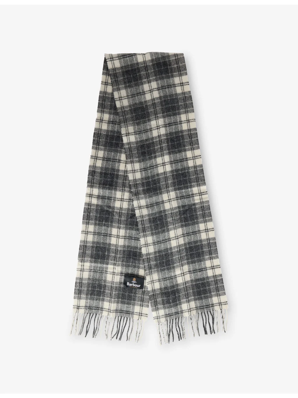 Tartan Fringed Wool Scarf - 1